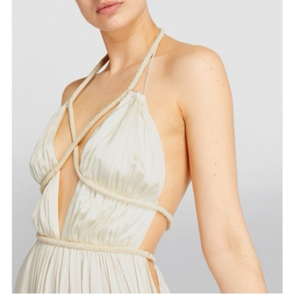 Cult Gaia Silk Salee open-back gown white US 10 - Picture 2 of 16